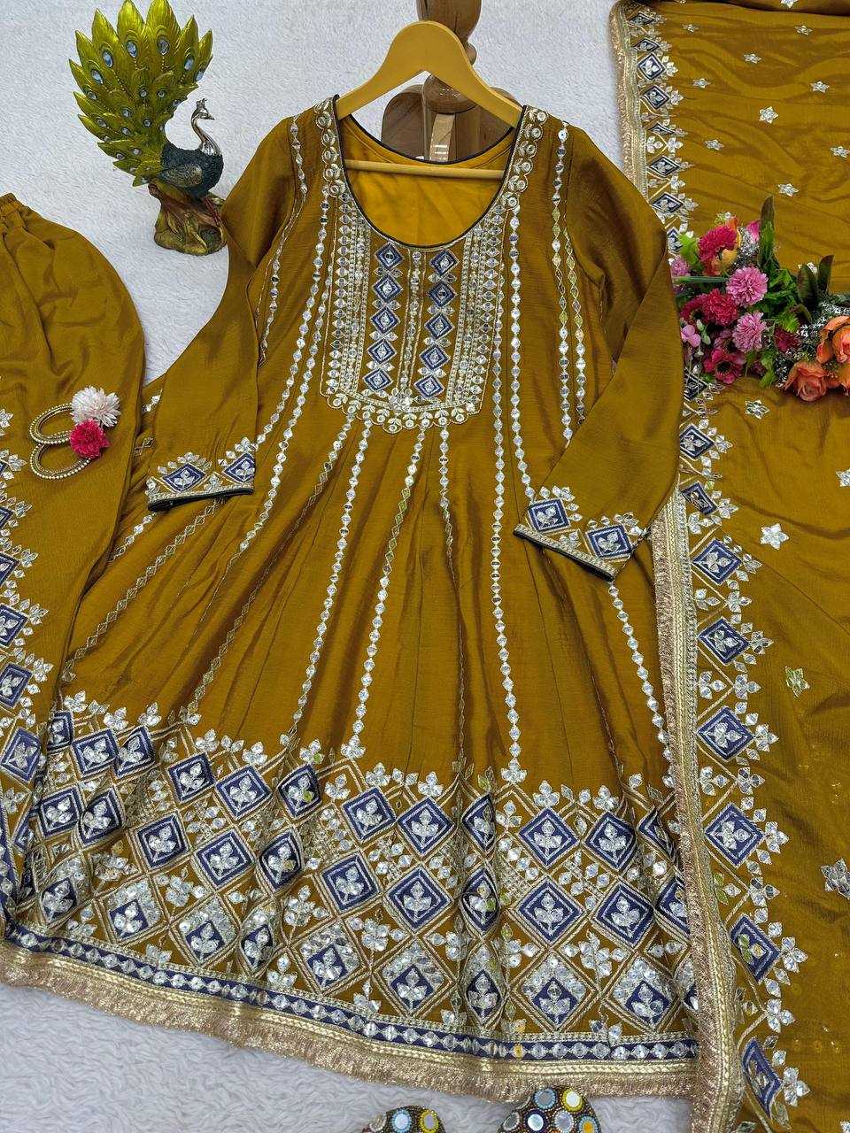 YNF CHINON SILK RIN133 1465 SUIT WHOLESALE LADIES EMBROIDERY PATIALA SUIT MANUFACTURER